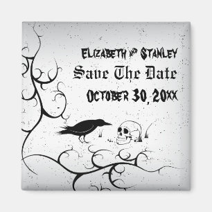 Raben- und Totenkopf-Hochzeit am Halloween - Save  Magnet