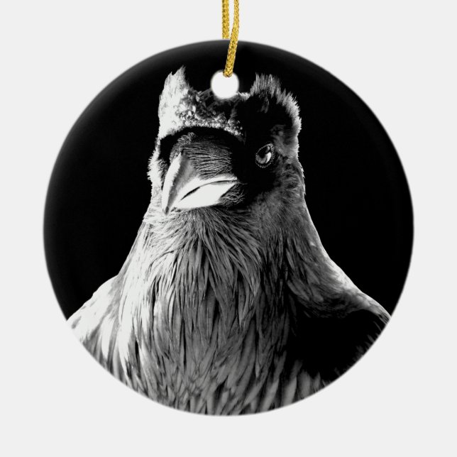 Raben-Verzierungs-personalisiertes Keramik Ornament (Vorne)