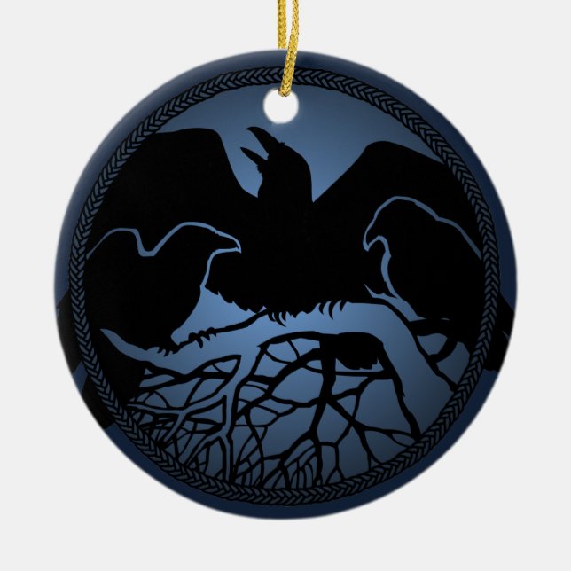 Raben-Verzierungs-personalisiertes Keramikornament (Vorne)