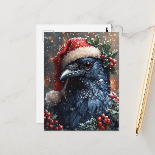 Raben-Weihnachten Postkarte (Vorderseite/Rückseite Beispiel)