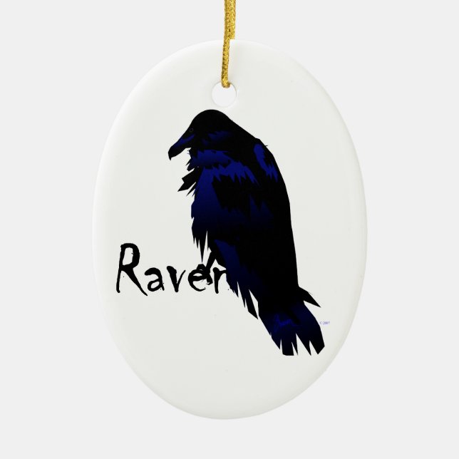 Raben-Weihnachtsverzierung Keramikornament (Vorne)