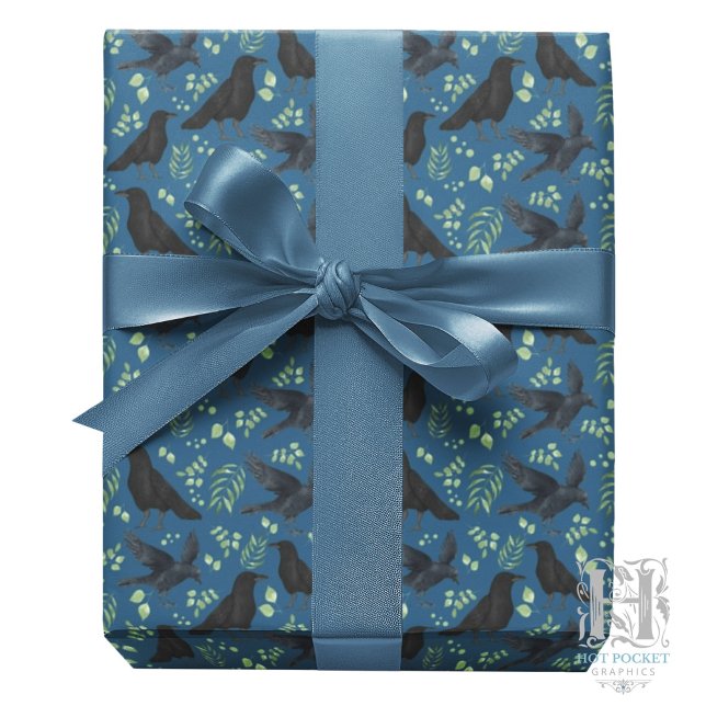 Raben-Wrap-Papier in Blau Geschenkpapier (Von Creator hochgeladen)
