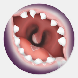 Rabid Drooling Zombie Mouth Runder Aufkleber