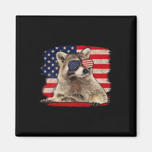 Raccoon 4. Juli American Flag Sungles Funny Ra Magnet