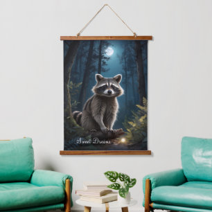 Raccoon Adventure von Moonlight Wildlife Wandteppich Mit Holzrahmen