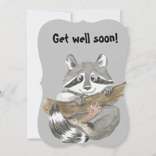 Raccoon Allez bien bientôt Carte de remerciements 