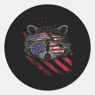 Raccoon American Flag Patriotic 4. Juli Müll Runder Aufkleber