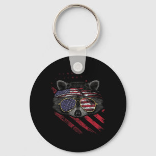 Raccoon American Flag Patriotic 4. Juli Müll Schlüsselanhänger
