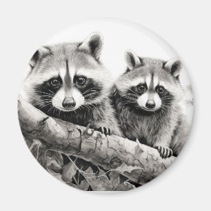 Raccoon Animal Discovery Wild Nature Ink Sketch Magnet