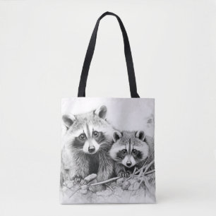Raccoon Animal Discovery Wild Nature Ink Sketch Tasche