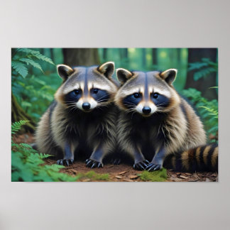 Raccoon Animal Nature Wildlife Zuneigung Gekümmert Poster