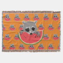 Raccoon aß Wassermelone