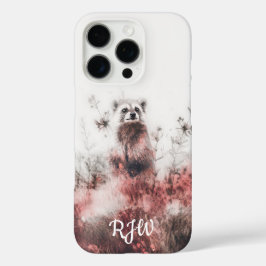 Raccoon auf der roten Wiese iPhone 16 Pro Hülle