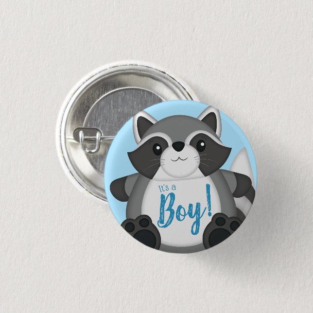 Raccoon Baby Dusche Blue Button (Vorne & Hinten)