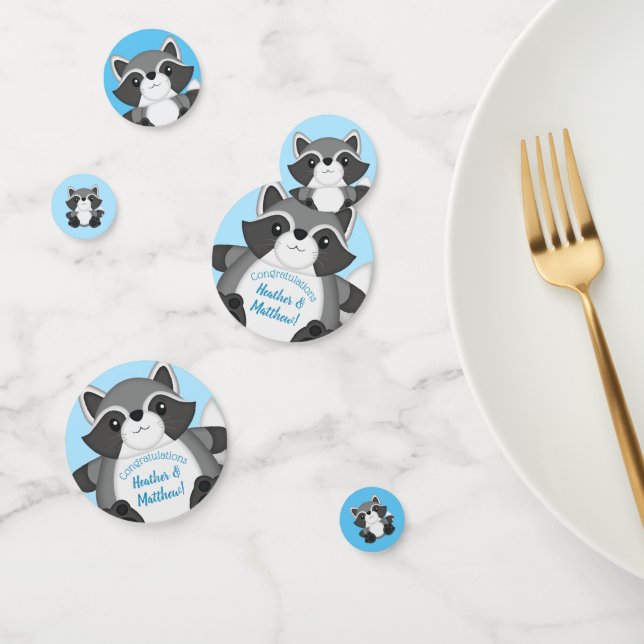 Raccoon Baby Dusche Blue Konfetti (Gruppe)