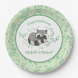 Raccoon Baby Dusche Pappteller
