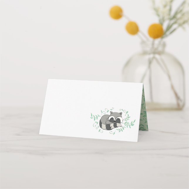 Raccoon Baby Dusche Platzkarte (Vorderseite)