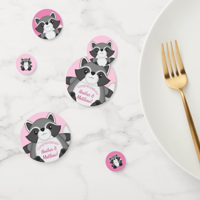 Raccoon Baby Dusche Rosa Konfetti (Gruppe)
