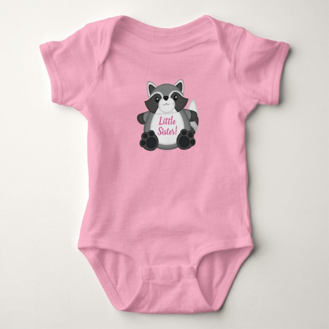 Raccoon Baby Dusche Rosa Strampler (Vorderseite)