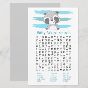 Raccoon Baby Shooter Word Search Game