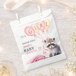 Raccoon Baby Shower Girl Pink Niedlich Geschenktütchen