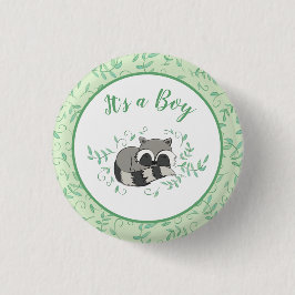 Raccoon Baby Shower Woodland Tiere Button