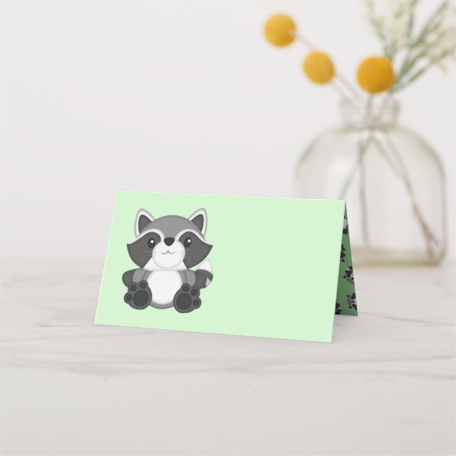 Raccoon Baby Showwoodland Platzkarte (Vorderseite)