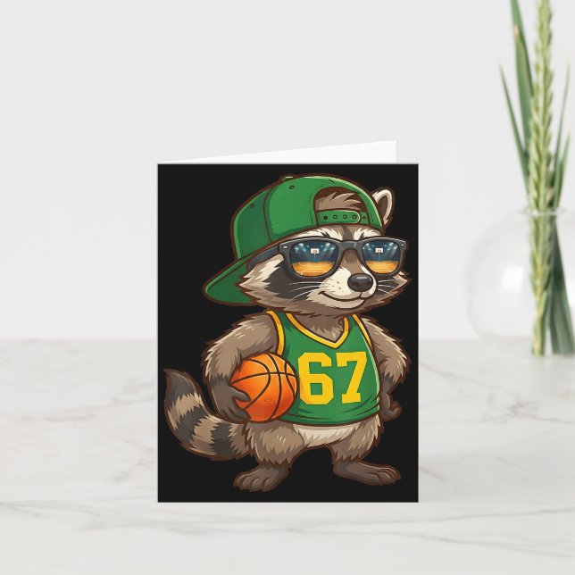 Raccoon Basketball 67 Gen Alpha Slang Srts Men Boy Karte (Vorderseite)