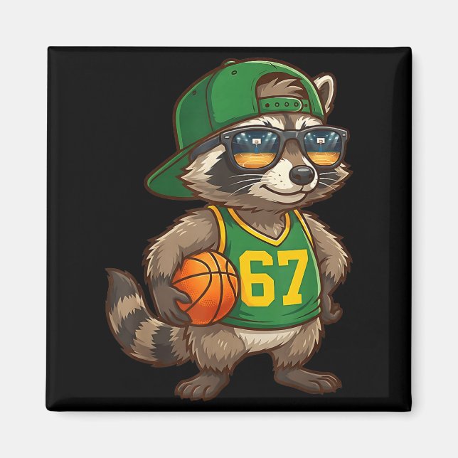 Raccoon Basketball 67 Gen Alpha Slang Srts Men Boy Magnet (Vorne)
