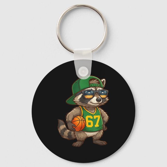 Raccoon Basketball 67 Gen Alpha Slang Srts Men Boy Schlüsselanhänger (Vorderseite)