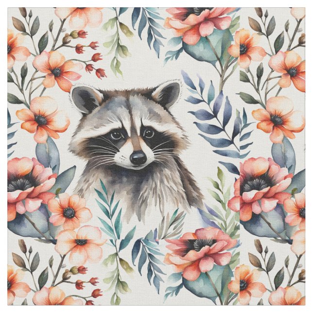 Raccoon bei Blume Stoff (Nahaufnahme)