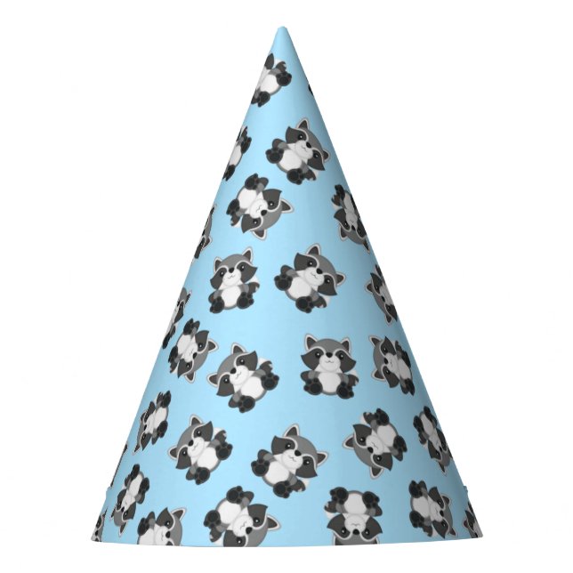 Raccoon Birthday Party Blue Partyhütchen (Vorderseite)