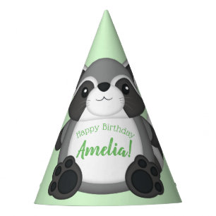 Raccoon Birthday Party Green Partyhütchen