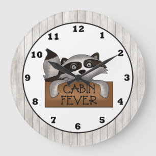 Raccoon Cabin Fieberwand Große Wanduhr