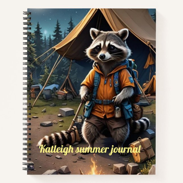 Raccoon-Camping Notizbuch (Vorderseite)