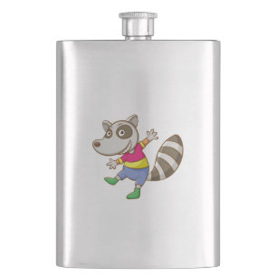 Raccoon-Cartoon Flachmann