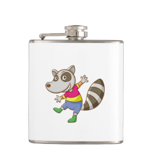 Raccoon-Cartoon Flachmann