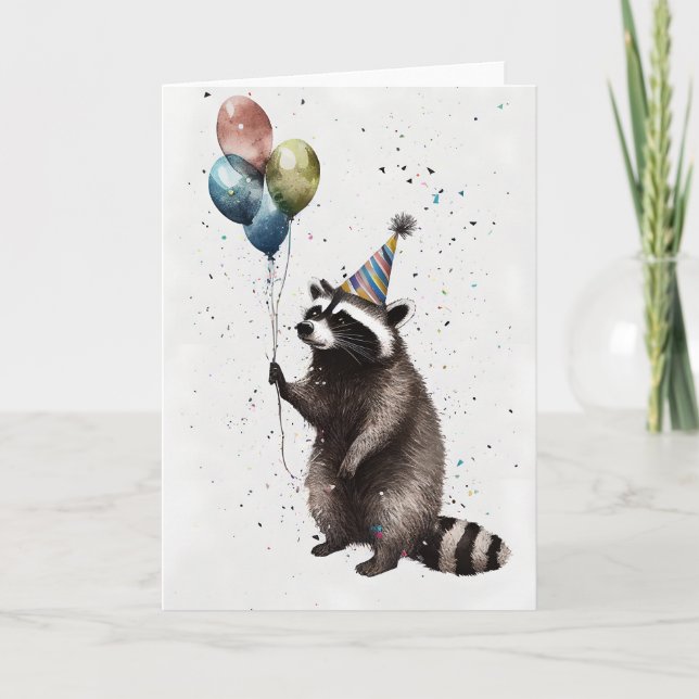 Raccoon Celebration Grußkarte Dankeskarte (Vorderseite)
