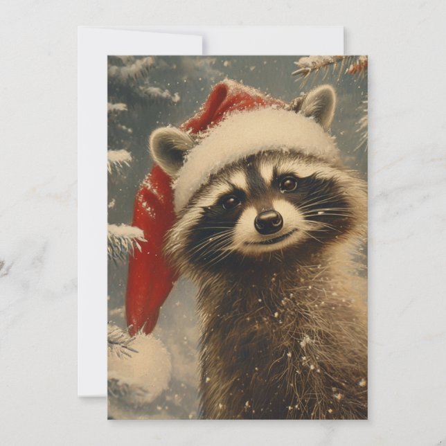 Raccoon Christmas Feiertagskarte (Vorderseite)
