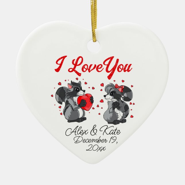 Raccoon Christmas Keramik Ornament (Vorne)