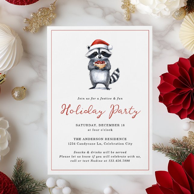 Raccoon Christmas Niedlich Holiday Party Einladung (Von Creator hochgeladen)
