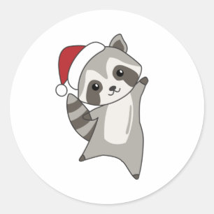 Raccoon Christmas Snow Winter Raccoons Runder Aufkleber