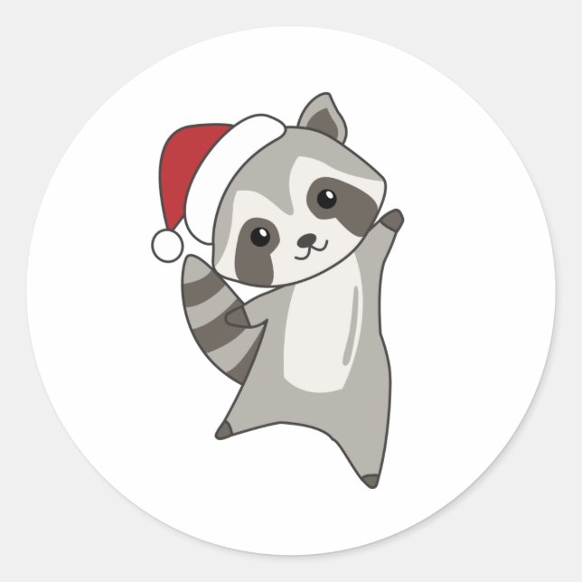 Raccoon Christmas Snow Winter Raccoons Runder Aufkleber (Vorderseite)
