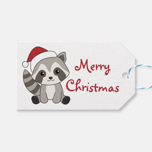 Raccoon Christmas Snow Winter Raccoons Trucker Hat Geschenkanhänger (Vorderseite (Horizontal))