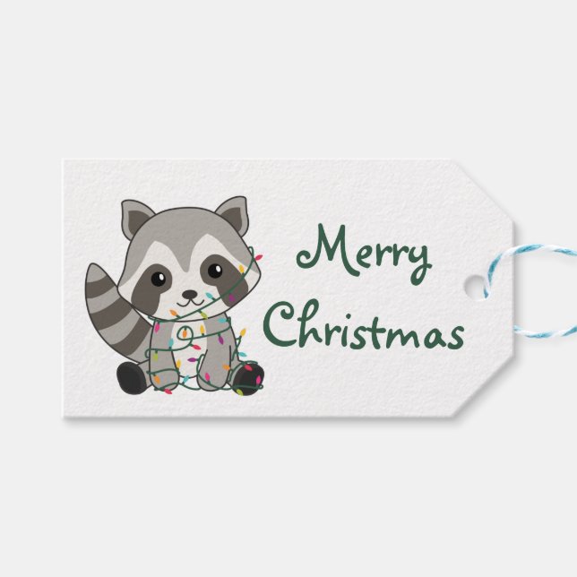 Raccoon Christmas Snow Winter Raccoons Trucker Hat Geschenkanhänger (Vorderseite (Horizontal))