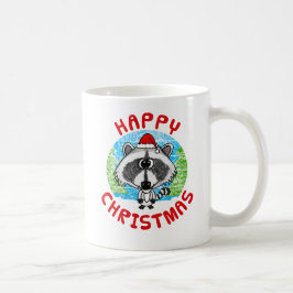 Raccoon Christmas Tierwelt Natur Kinder Kaffeetasse