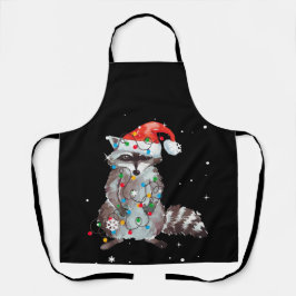 Raccoon Christmas Tree Lights Pajama Racoon Lover Schürze