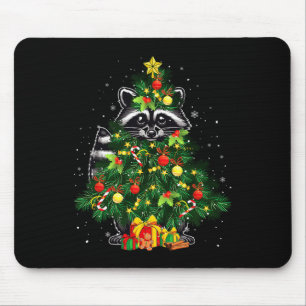 Raccoon Cosplay Xmas Tree Matching Animal Lover Ki Mousepad