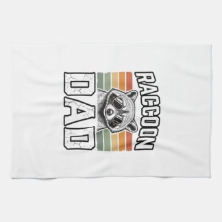 Raccoon Dad Vintage Engraving Retro Vector Design_ Geschirrtuch
