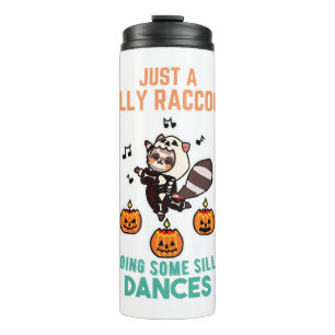 Raccoon Dancing Halloween Pumpkin Party Thermosbecher